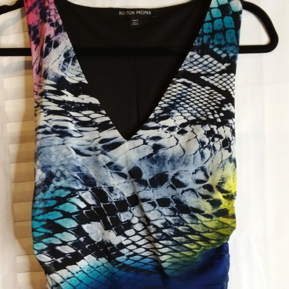 Boston Proper multi color python print ruched dress size S NWOT - Picture 9 of 12